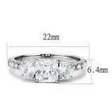 TK3246 - High polished (no plating) Stainless Steel Ring with AAA Grade CZ  in Clear - Alamode