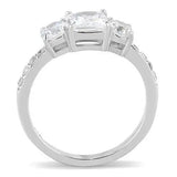 TK3246 - High polished (no plating) Stainless Steel Ring with AAA Grade CZ in Clear - Alamode - Flyclothing LLC