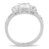 TK3246 - High polished (no plating) Stainless Steel Ring with AAA Grade CZ  in Clear - Alamode