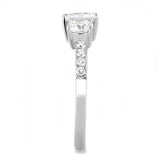 TK3246 - High polished (no plating) Stainless Steel Ring with AAA Grade CZ  in Clear - Alamode