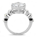 TK3247 - High polished (no plating) Stainless Steel Ring with AAA Grade CZ in Clear - Alamode - Flyclothing LLC