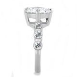 TK3247 - High polished (no plating) Stainless Steel Ring with AAA Grade CZ in Clear - Alamode - Flyclothing LLC