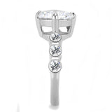 TK3247 - High polished (no plating) Stainless Steel Ring with AAA Grade CZ  in Clear - Alamode