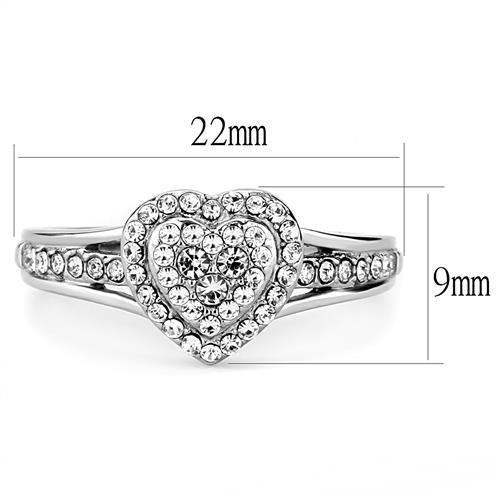 TK3249 - High polished (no plating) Stainless Steel Ring with Top Grade Crystal in Clear - Alamode - Flyclothing LLC