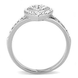 TK3249 - High polished (no plating) Stainless Steel Ring with Top Grade Crystal  in Clear