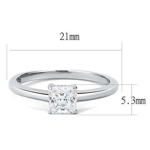 TK3250 - High polished (no plating) Stainless Steel Ring with AAA Grade CZ in Clear - Alamode - Flyclothing LLC