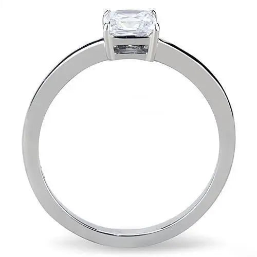 TK3250 - High polished (no plating) Stainless Steel Ring with AAA Grade CZ in Clear - Alamode - Flyclothing LLC