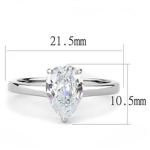TK3251 - High polished (no plating) Stainless Steel Ring with AAA Grade CZ in Clear - Alamode - Flyclothing LLC