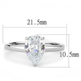 TK3251 - High polished (no plating) Stainless Steel Ring with AAA Grade CZ  in Clear