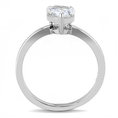 TK3251 - High polished (no plating) Stainless Steel Ring with AAA Grade CZ in Clear - Alamode - Flyclothing LLC