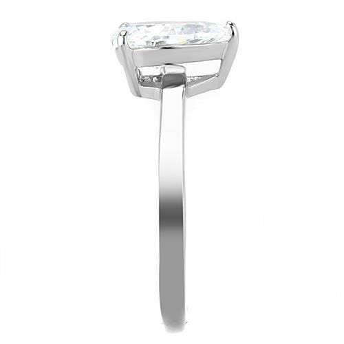 TK3251 - High polished (no plating) Stainless Steel Ring with AAA Grade CZ in Clear - Alamode - Flyclothing LLC