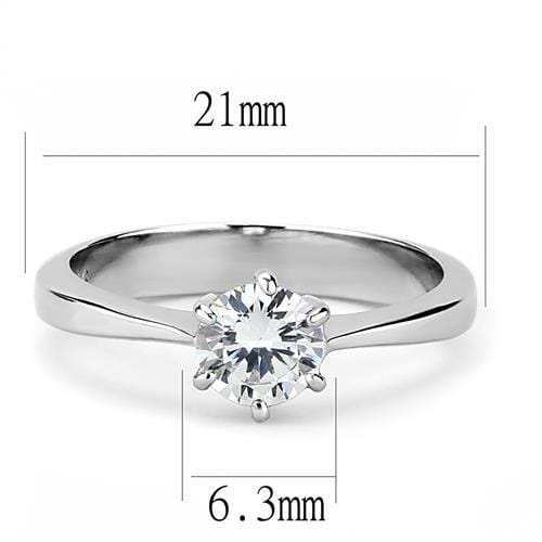 TK3252 - High polished (no plating) Stainless Steel Ring with AAA Grade CZ in Clear - Alamode - Flyclothing LLC