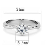 TK3252 - High polished (no plating) Stainless Steel Ring with AAA Grade CZ  in Clear - Alamode