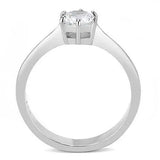 TK3252 - High polished (no plating) Stainless Steel Ring with AAA Grade CZ in Clear - Alamode - Flyclothing LLC