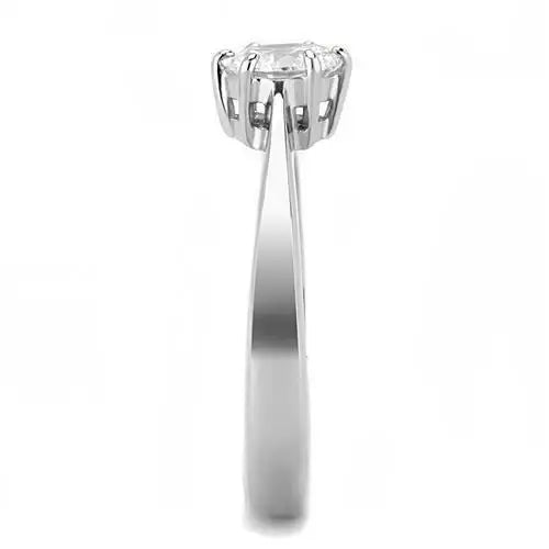 TK3252 - High polished (no plating) Stainless Steel Ring with AAA Grade CZ in Clear - Alamode - Flyclothing LLC