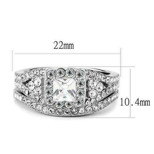 TK3253 - High polished (no plating) Stainless Steel Ring with AAA Grade CZ in Clear - Alamode - Flyclothing LLC