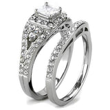 TK3253 - High polished (no plating) Stainless Steel Ring with AAA Grade CZ  in Clear - Alamode