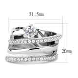 TK3254 - High polished (no plating) Stainless Steel Ring with AAA Grade CZ in Clear - Alamode - Flyclothing LLC