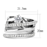 TK3254 - High polished (no plating) Stainless Steel Ring with AAA Grade CZ  in Clear - Alamode