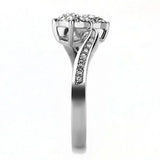 TK3255 - High polished (no plating) Stainless Steel Ring with Top Grade Crystal in Clear - Alamode - Flyclothing LLC