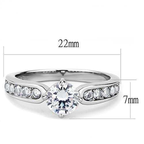 TK3256 - High polished (no plating) Stainless Steel Ring with AAA Grade CZ in Clear - Alamode - Flyclothing LLC