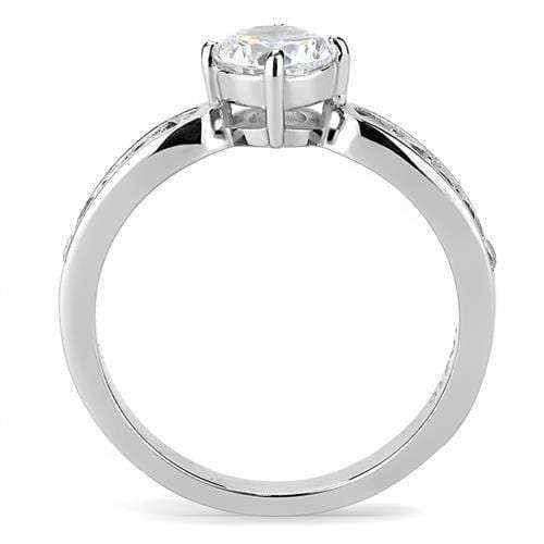 TK3256 - High polished (no plating) Stainless Steel Ring with AAA Grade CZ in Clear - Alamode - Flyclothing LLC