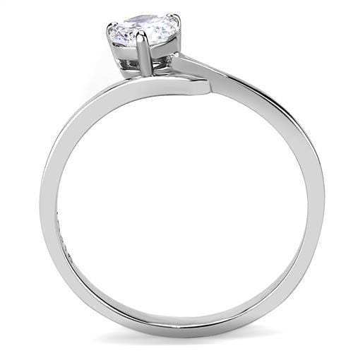 TK3257 - High polished (no plating) Stainless Steel Ring with AAA Grade CZ in Clear - Alamode - Flyclothing LLC