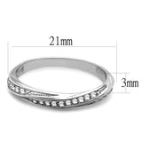 TK3259 - High polished (no plating) Stainless Steel Ring with AAA Grade CZ  in Clear - Alamode