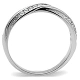 TK3259 - High polished (no plating) Stainless Steel Ring with AAA Grade CZ  in Clear - Alamode