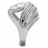 TK3263 - High polished (no plating) Stainless Steel Ring with AAA Grade CZ in Clear - Alamode - Flyclothing LLC