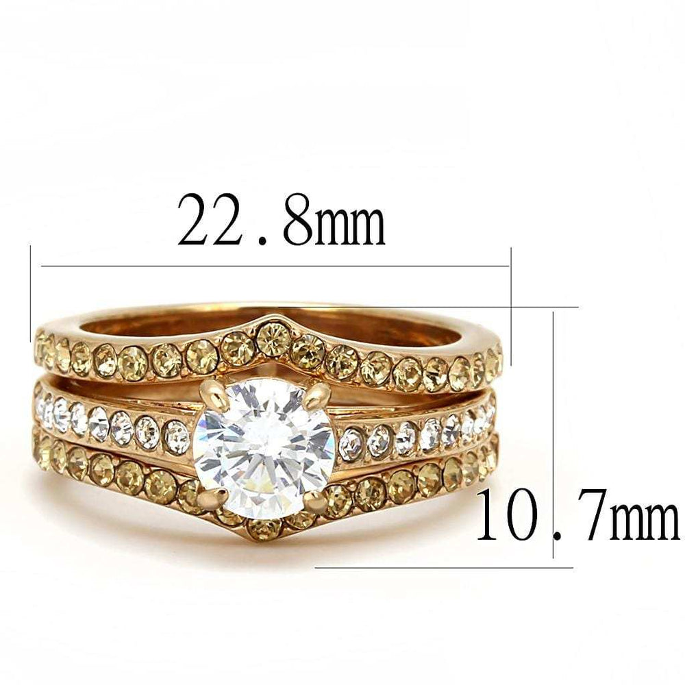 TK3264 - IP Rose Gold(Ion Plating) Stainless Steel Ring with AAA Grade CZ in Clear - Alamode - Flyclothing LLC