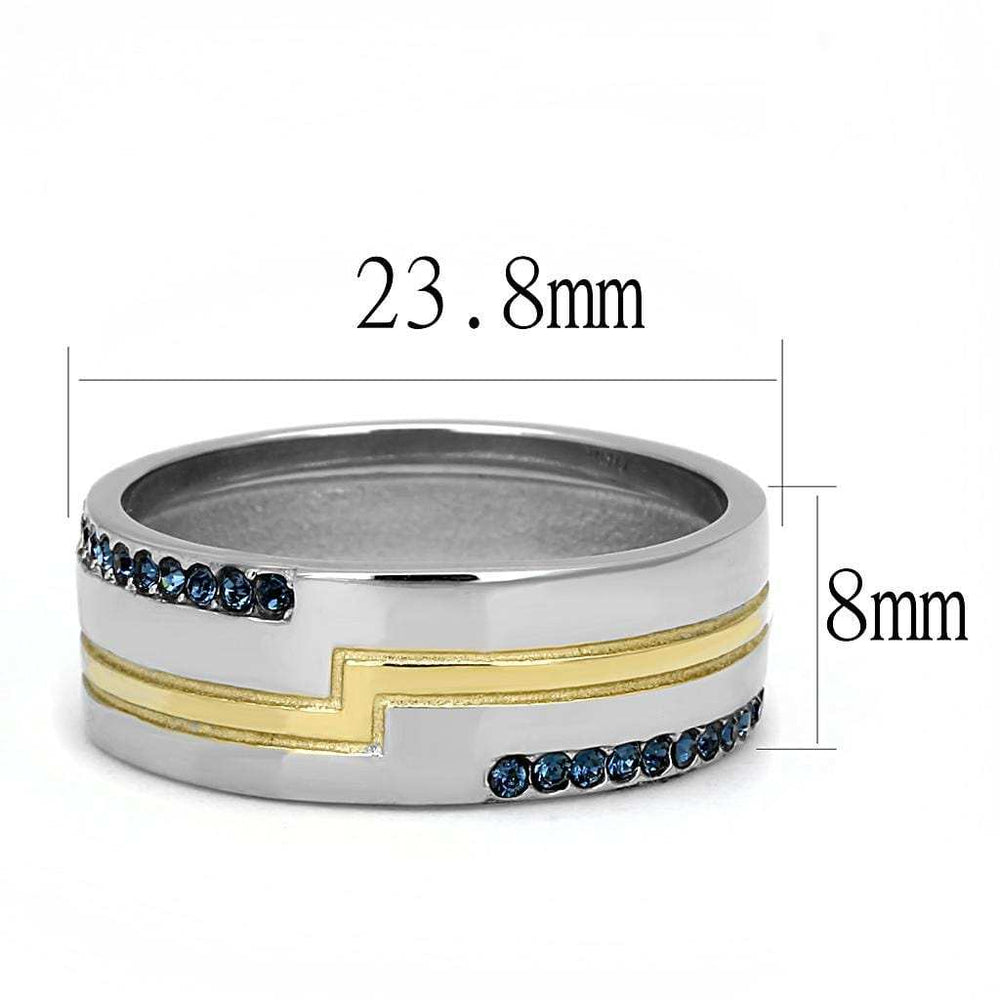 TK3266 - Two-Tone IP Gold (Ion Plating) Stainless Steel Ring with Top Grade Crystal in Montana - Alamode - Flyclothing LLC