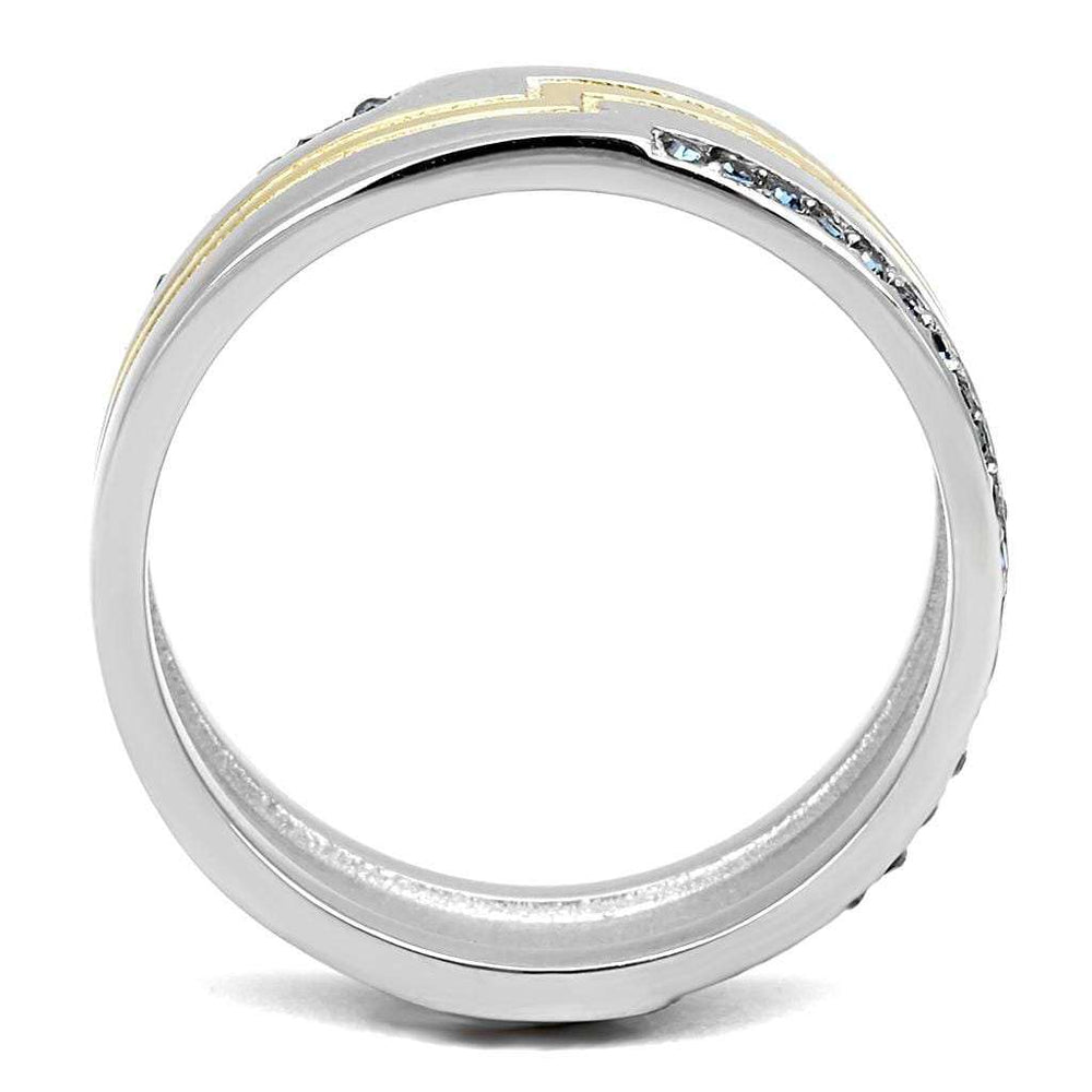 TK3266 - Two-Tone IP Gold (Ion Plating) Stainless Steel Ring with Top Grade Crystal in Montana - Alamode - Flyclothing LLC