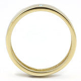 TK3267 - Two-Tone IP Gold (Ion Plating) Stainless Steel Ring with Top Grade Crystal  in Sea Blue - Alamode