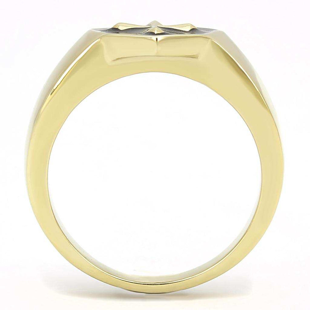TK3268 - IP Gold(Ion Plating) Stainless Steel Ring with Epoxy in Jet - Alamode - Flyclothing LLC