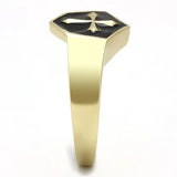TK3268 - IP Gold(Ion Plating) Stainless Steel Ring with Epoxy in Jet - Alamode - Flyclothing LLC
