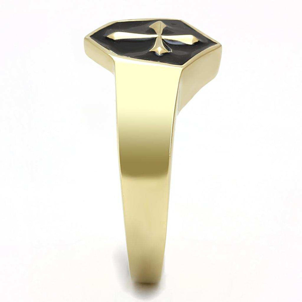 TK3268 - IP Gold(Ion Plating) Stainless Steel Ring with Epoxy in Jet - Alamode - Flyclothing LLC