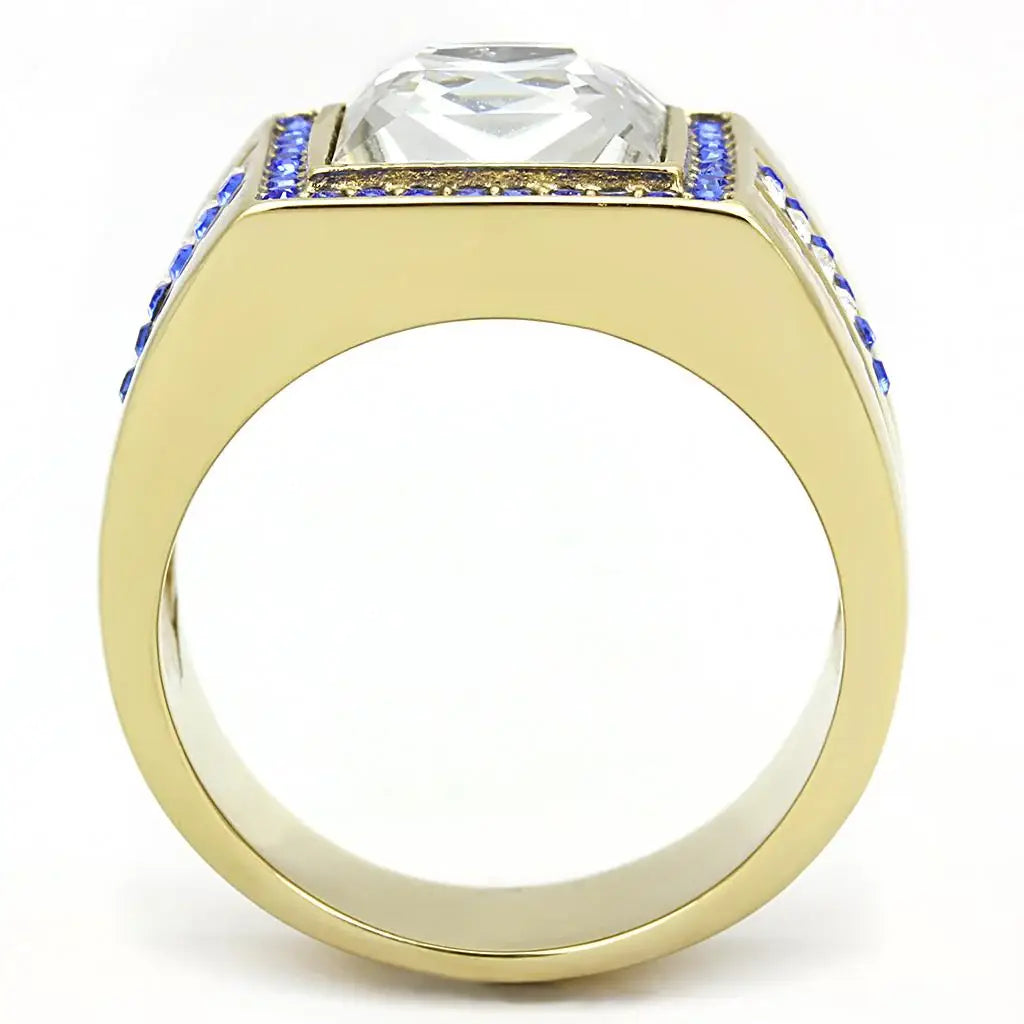 TK3269 - IP Gold(Ion Plating) Stainless Steel Ring with Top Grade Crystal in Clear - Alamode - Flyclothing LLC