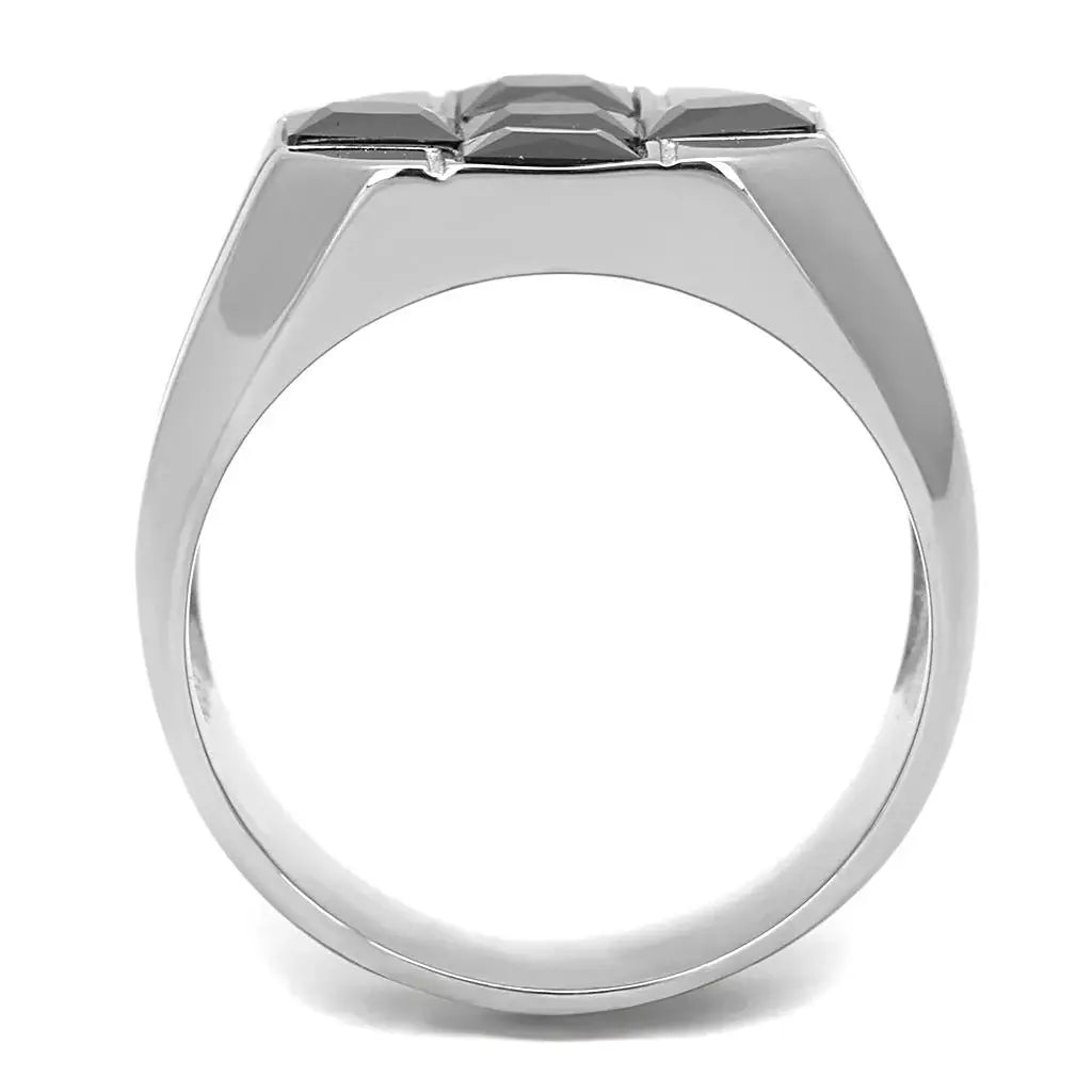 TK3271 - Two-Tone IP Gold (Ion Plating) Stainless Steel Ring with AAA Grade CZ in Black Diamond - Alamode - Flyclothing LLC