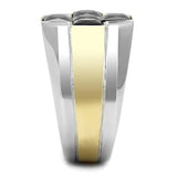 TK3271 - Two-Tone IP Gold (Ion Plating) Stainless Steel Ring with AAA Grade CZ in Black Diamond - Alamode - Flyclothing LLC
