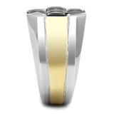 TK3271 - Two-Tone IP Gold (Ion Plating) Stainless Steel Ring with AAA Grade CZ  in Black Diamond - Alamode
