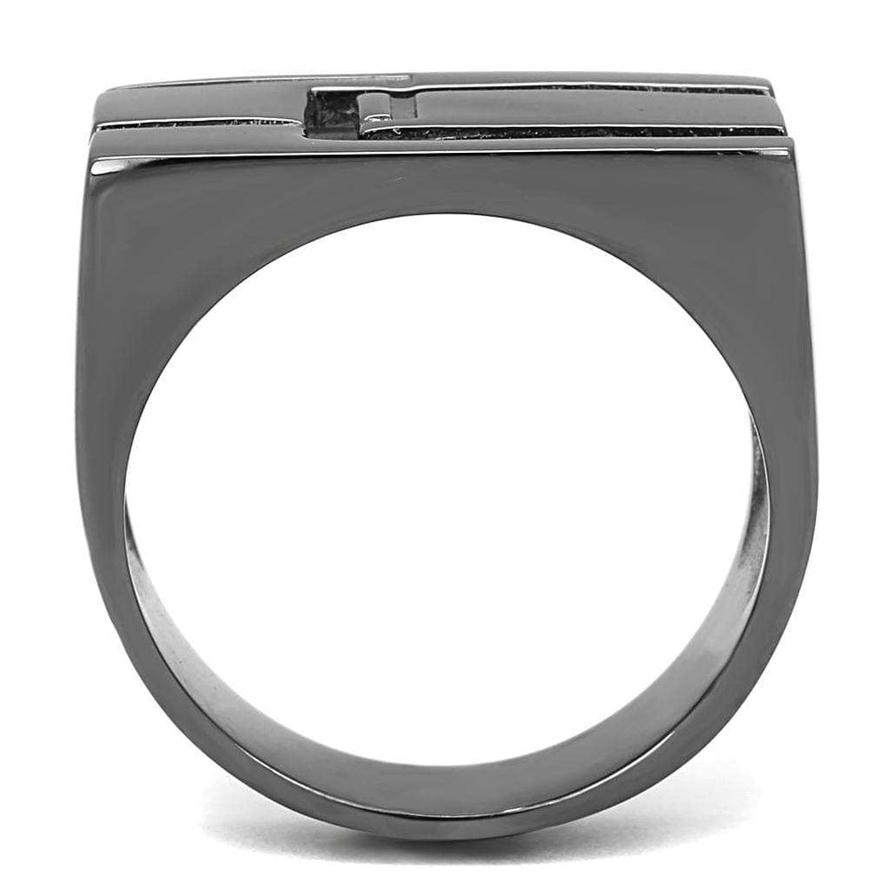 TK3272 - IP Light Black (IP Gun) Stainless Steel Ring with No Stone - Alamode - Flyclothing LLC