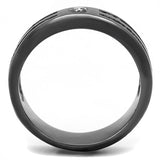 TK3275 - IP Light Black  (IP Gun) Stainless Steel Ring with AAA Grade CZ  in Clear - Alamode