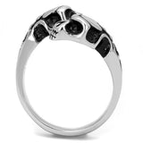 TK3276 - High polished (no plating) Stainless Steel Ring with Epoxy  in Jet - Alamode