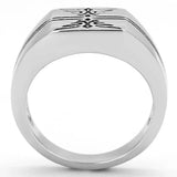 TK3279 - High polished (no plating) Stainless Steel Ring with Epoxy in Jet - Alamode - Flyclothing LLC