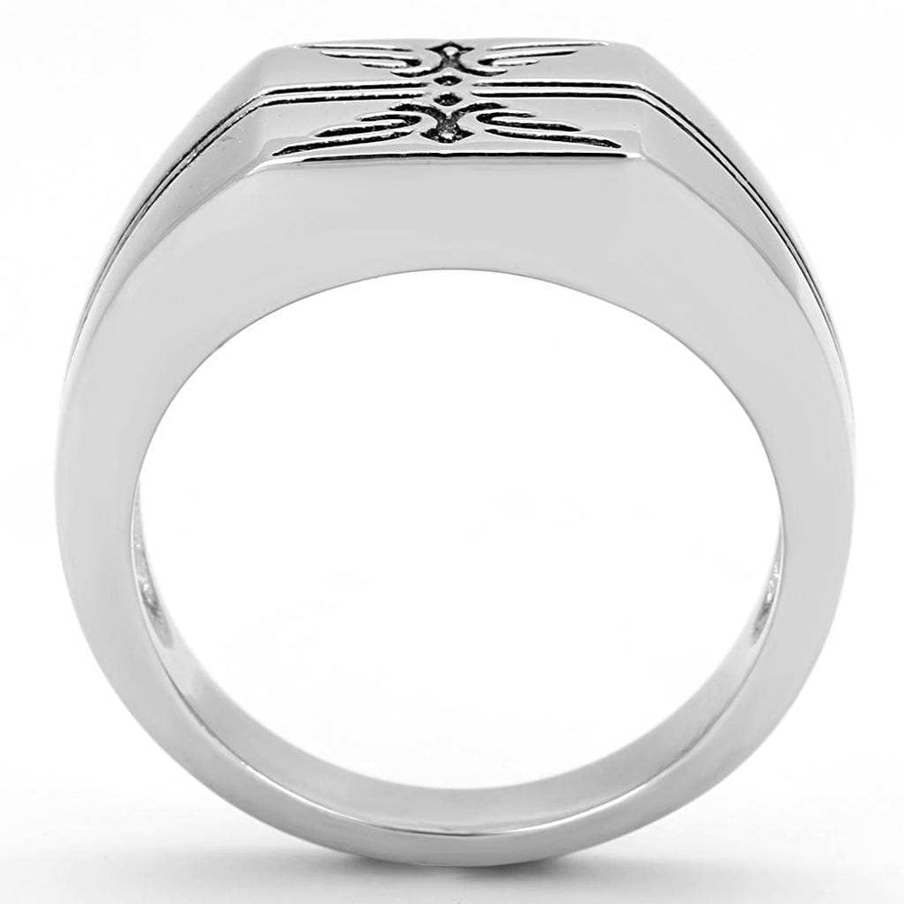 TK3279 - High polished (no plating) Stainless Steel Ring with Epoxy in Jet - Alamode - Flyclothing LLC