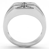 TK3279 - High polished (no plating) Stainless Steel Ring with Epoxy  in Jet - Alamode
