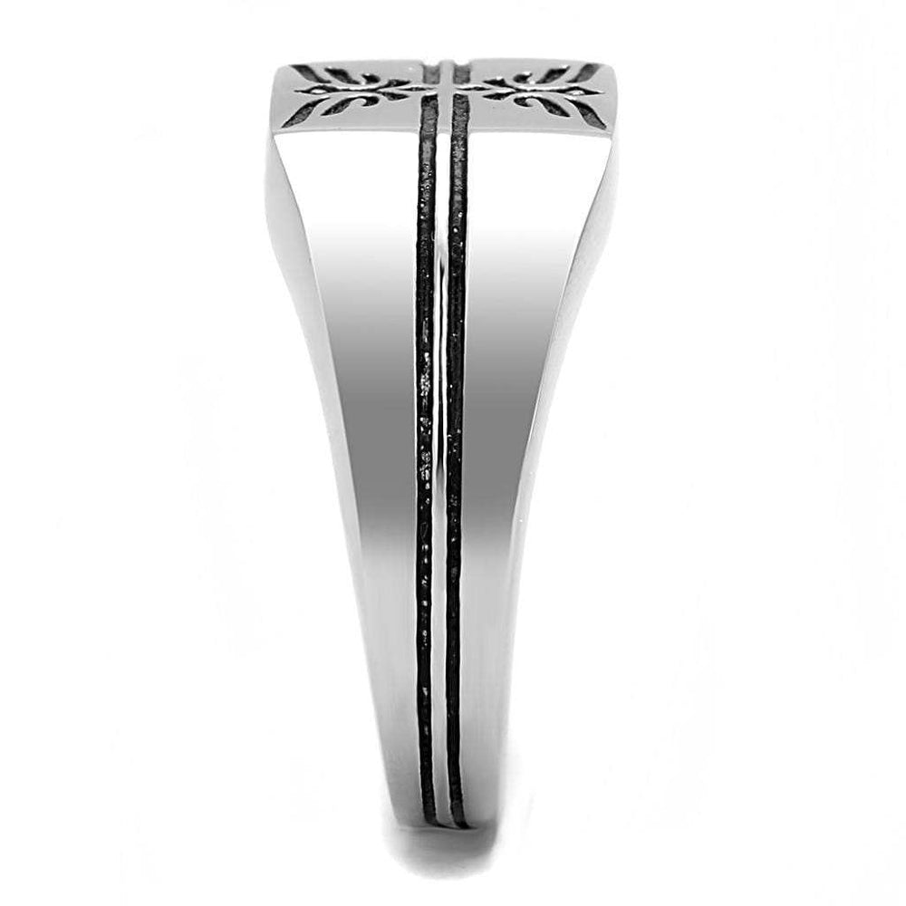 TK3279 - High polished (no plating) Stainless Steel Ring with Epoxy in Jet - Alamode - Flyclothing LLC