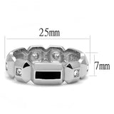 TK3281 - High polished (no plating) Stainless Steel Ring with Top Grade Crystal  in Clear - Alamode