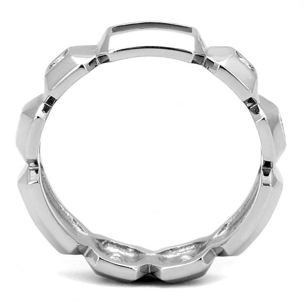TK3281 - High polished (no plating) Stainless Steel Ring with Top Grade Crystal in Clear - Alamode - Flyclothing LLC